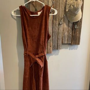 Anthropologie suede pantsuit